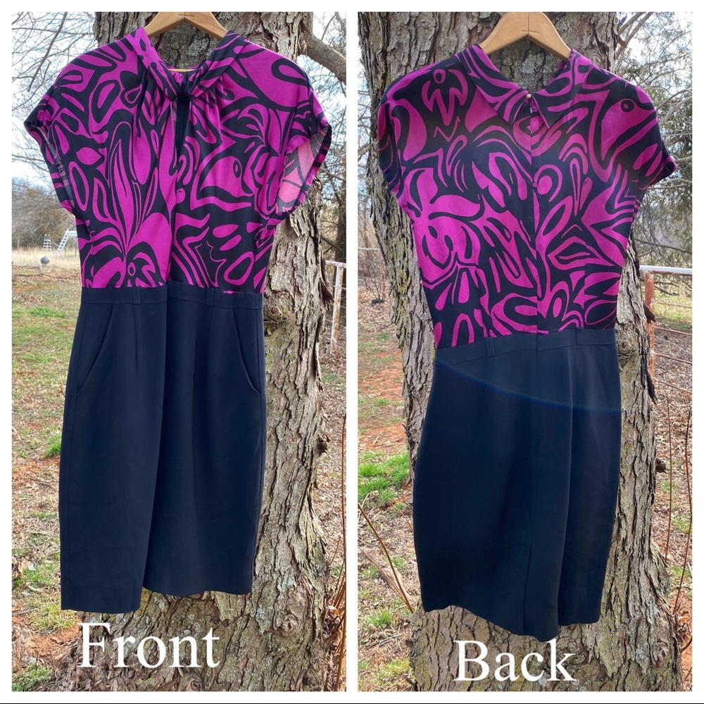 Trina Turk silk abstract fuschia & black DRESS